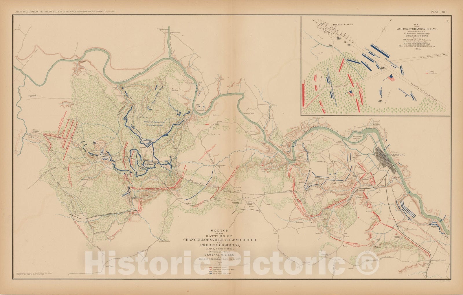 Historic Map : Civil War Atlas of the Union and Confederate Armies, Battles in Virginia 1895 , v6, Vintage Wall Art