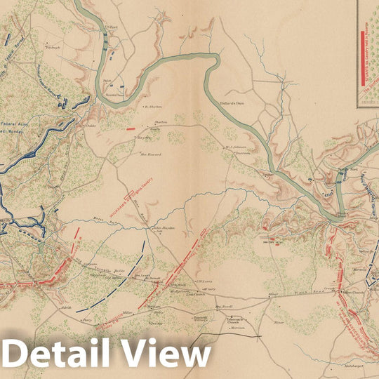 Historic Map : Civil War Atlas of the Union and Confederate Armies, Battles in Virginia 1895 , v6, Vintage Wall Art