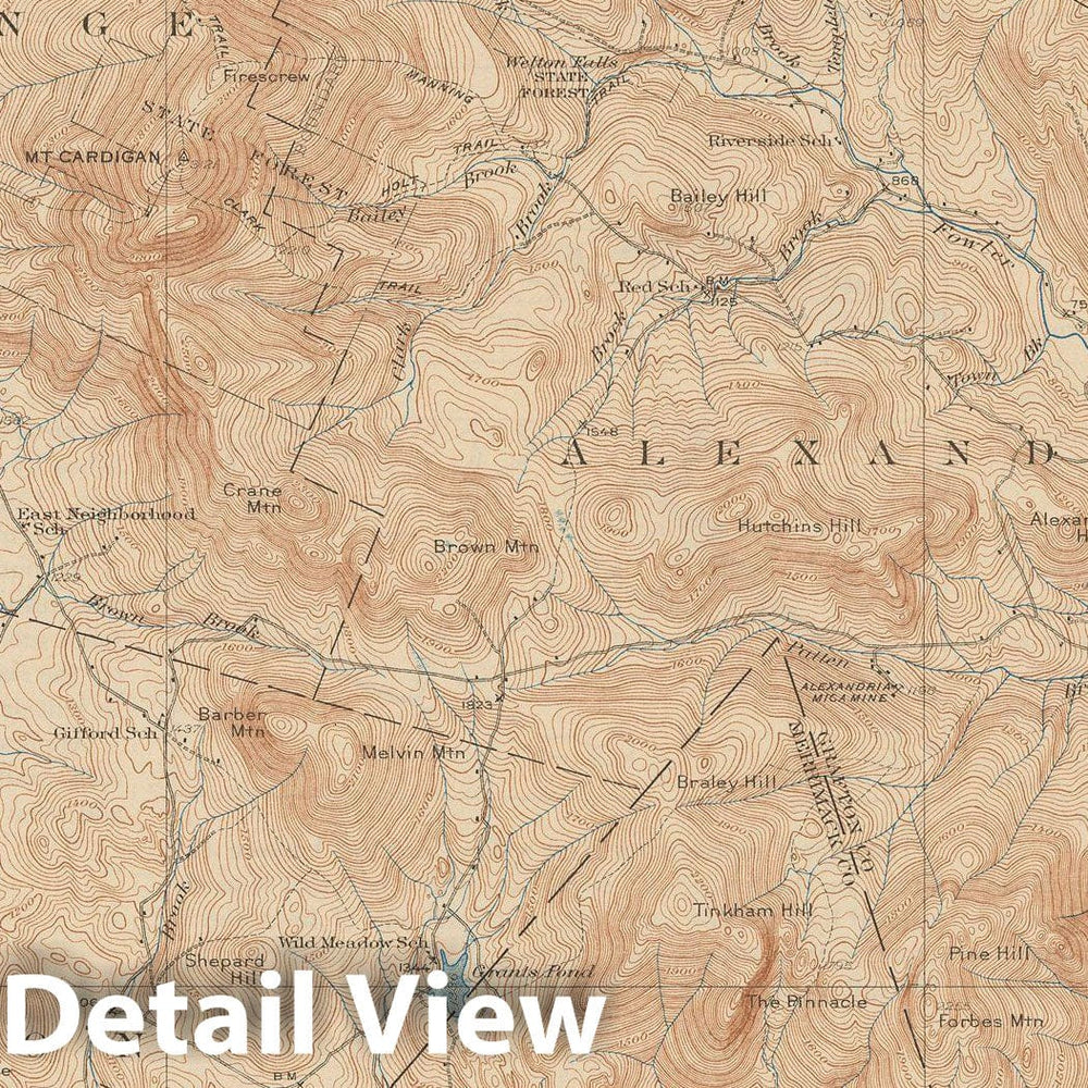 Historic Map : USGS 7.5 Minute Sheets and Quadrangles, Alexandria & Danbury & Hebron & Newfound Lake & Orange 1930 Topographic Map , Vintage Wall Art