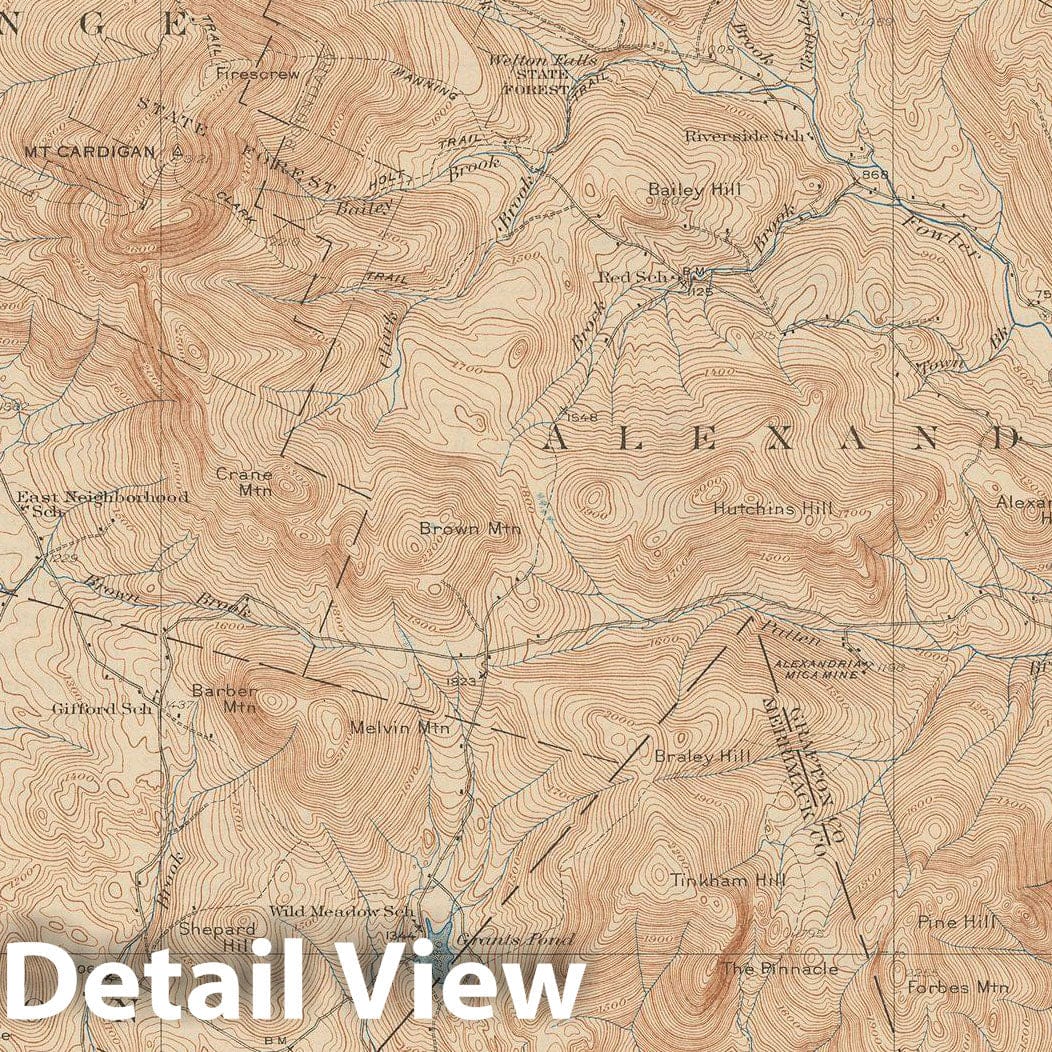 Historic Map : USGS 7.5 Minute Sheets and Quadrangles, Alexandria & Danbury & Hebron & Newfound Lake & Orange 1930 Topographic Map , Vintage Wall Art