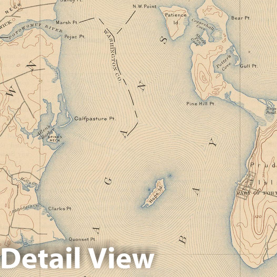 Historic Map : USGS 7.5 Minute Sheets and Quadrangles, East Greenwich & Warren & Warwick 1918 Topographic Map , Vintage Wall Art