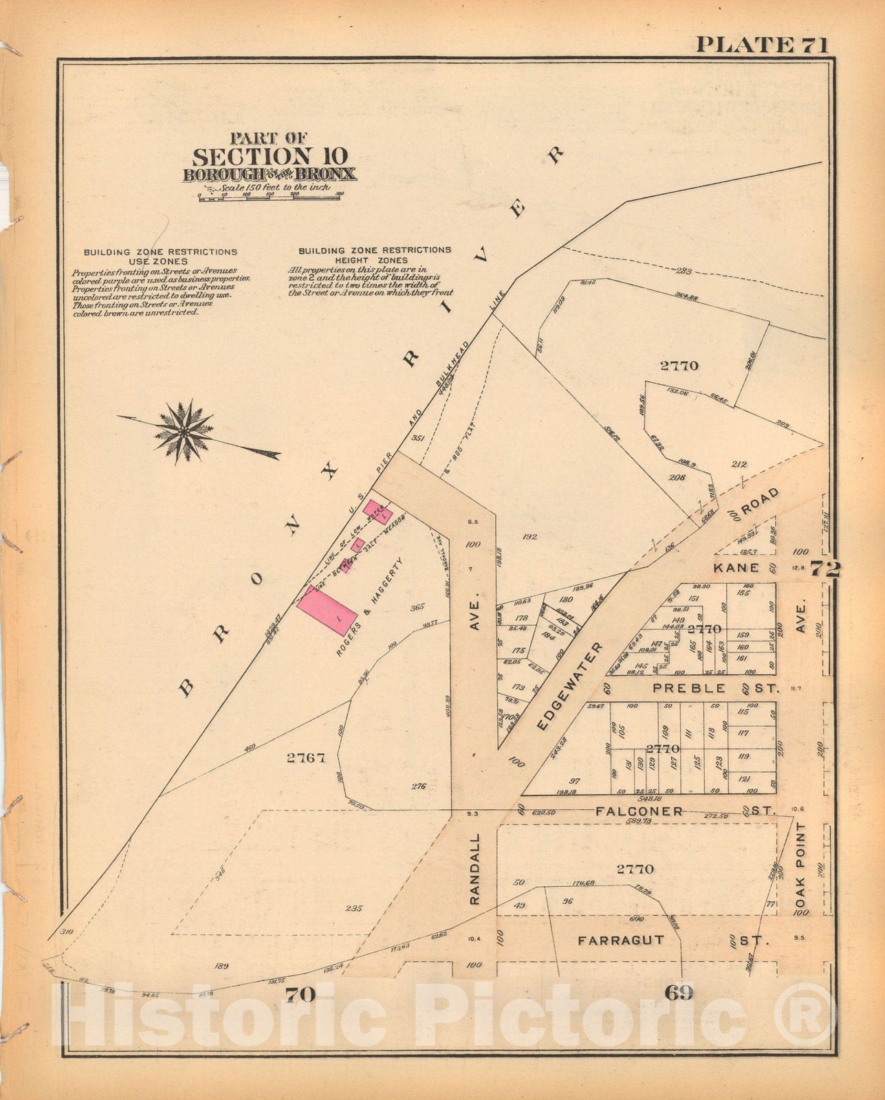 Historic Map : Borough of The Bronx, Sections 9-13, The Bronx 1928 Plate 071 , Vintage Wall Art