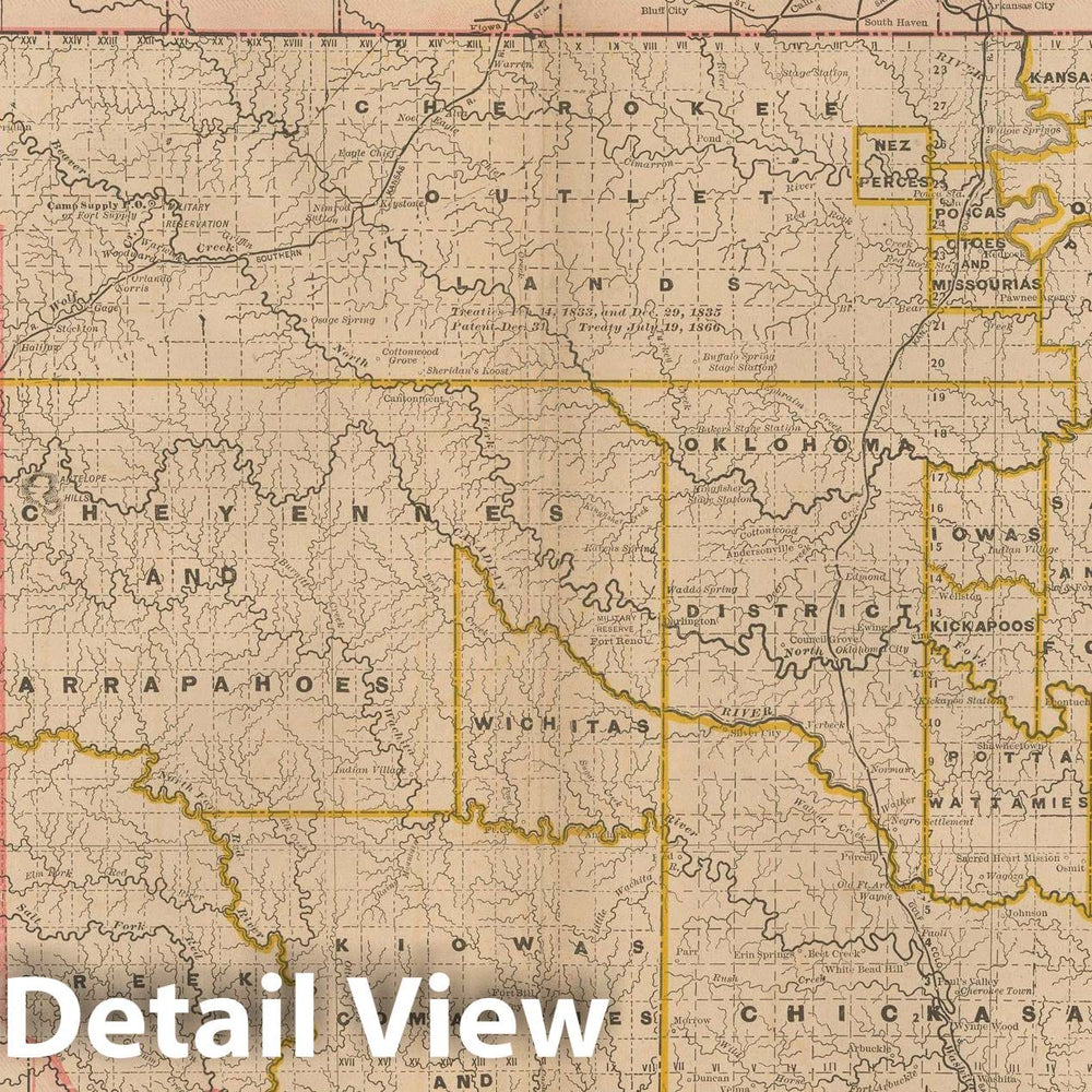 Historic Map : Indian Territory (Oklahoma) 1890 , Vintage Wall Art