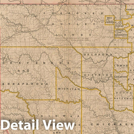 Historic Map : Indian Territory (Oklahoma) 1890 , Vintage Wall Art