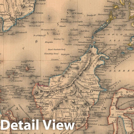 Historic Map : General Atlas (Of The World), East Indies & Cambodia & Thailand & Malaysia & Philippines & Vietnam 1857 , Vintage Wall Art