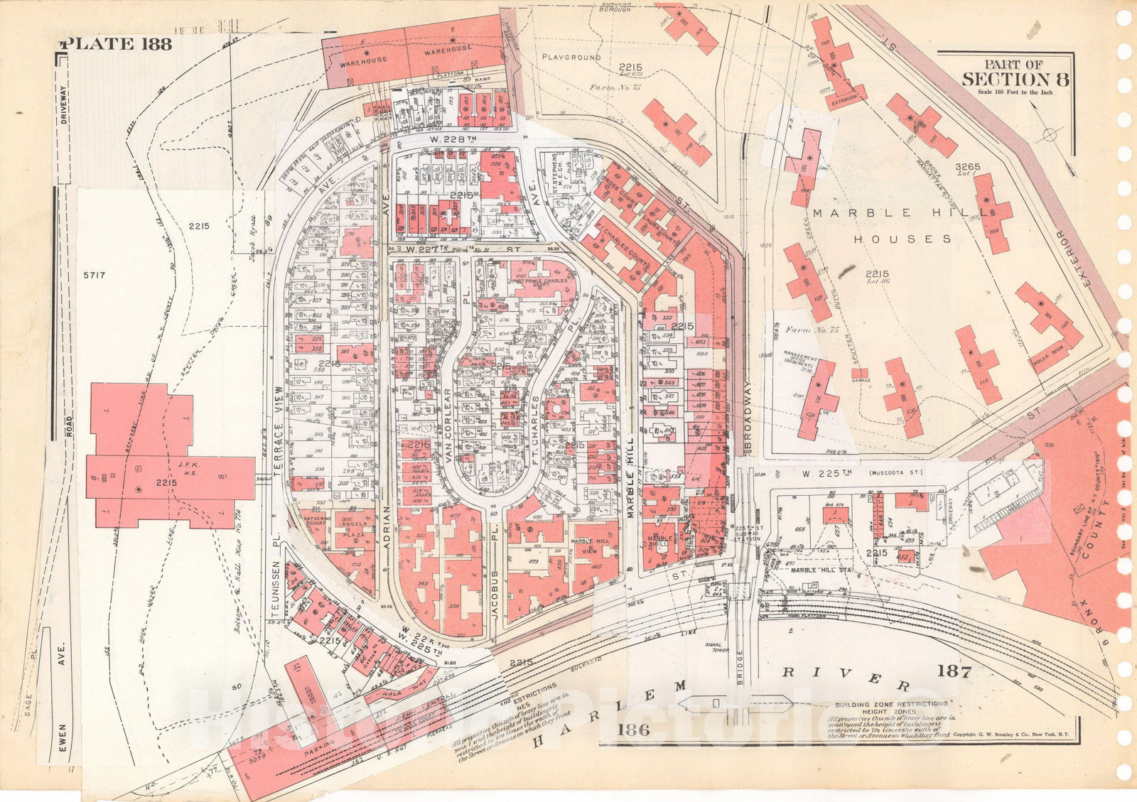 Historic Map : Manhattan Land Book 1955 - Updated Through Nov 7th, New York City 1975 Plate 188 , Vintage Wall Art