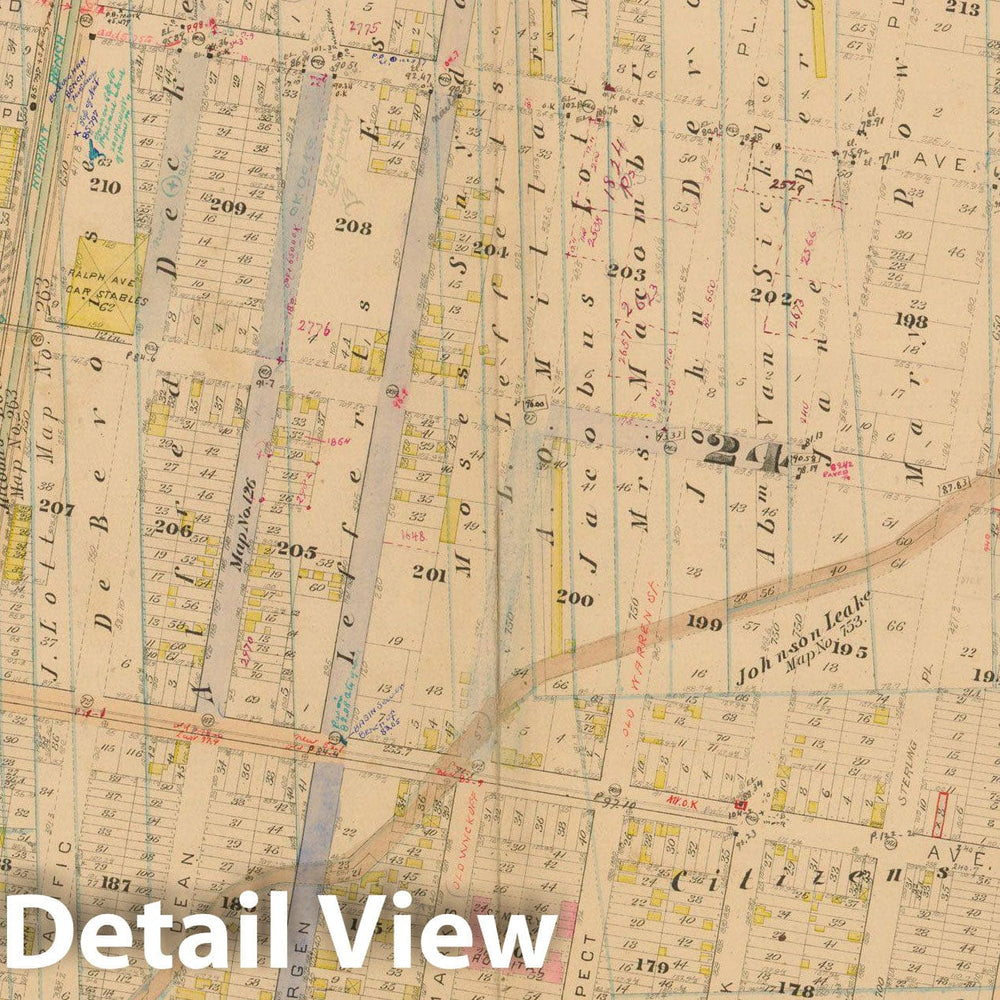 Historic Map : Robinson's Atlas City of Brooklyn, NY, Brooklyn 1886 Plate 024 , Vintage Wall Art