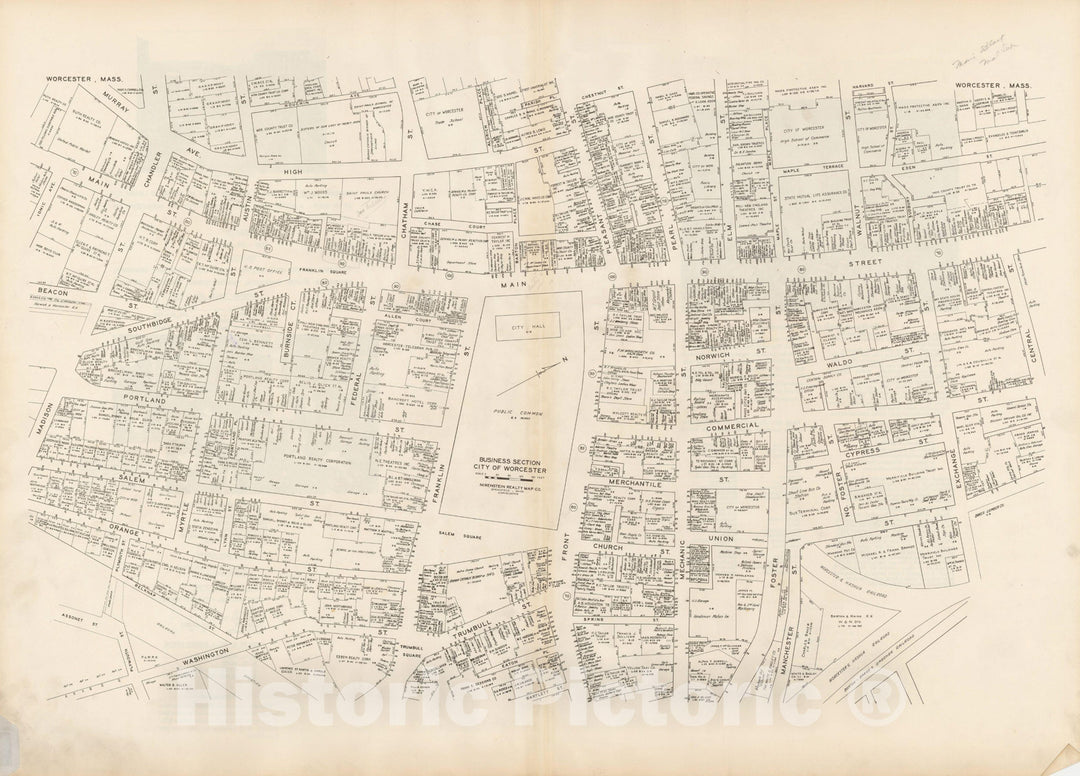 Historic Map : New England States Ed., Worcester 1946 , Nirenstein's National Preferred Real Estate Locations of Business Properties , Vintage Wall Art