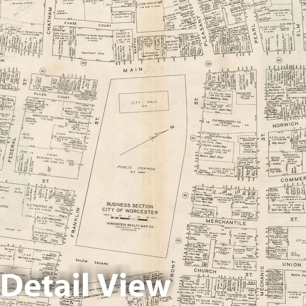 Historic Map : New England States Ed., Worcester 1946 , Nirenstein's National Preferred Real Estate Locations of Business Properties , Vintage Wall Art