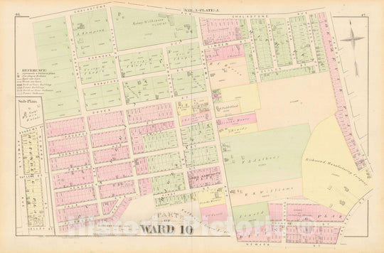 Historic Map : City Atlas of Providence Rhode Island by Wards, Volume III, Providence 1875 Plate J , Vintage Wall Art