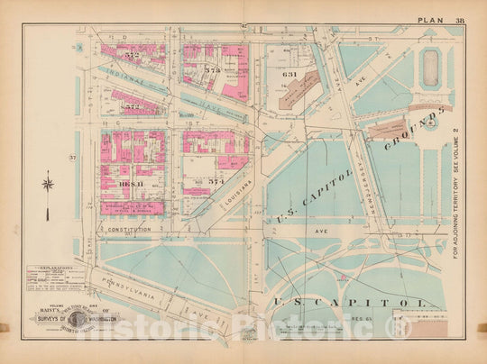 Historic Map : Atlas of Washington D.C. Volume 1 (Inner NW), Washington 1939 Plate 038 , Vintage Wall Art