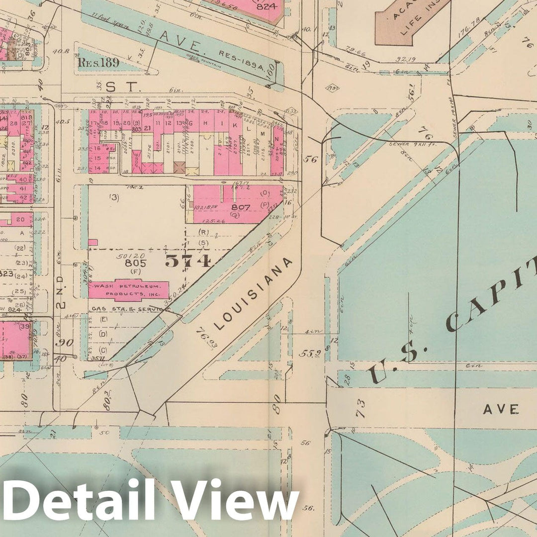 Historic Map : Atlas of Washington D.C. Volume 1 (Inner NW), Washington 1939 Plate 038 , Vintage Wall Art