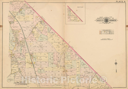 Historic Map : Atlas of Washington D.C. Volume 4 (NE, SE), Washington 1907 Plate 008 , Vintage Wall Art