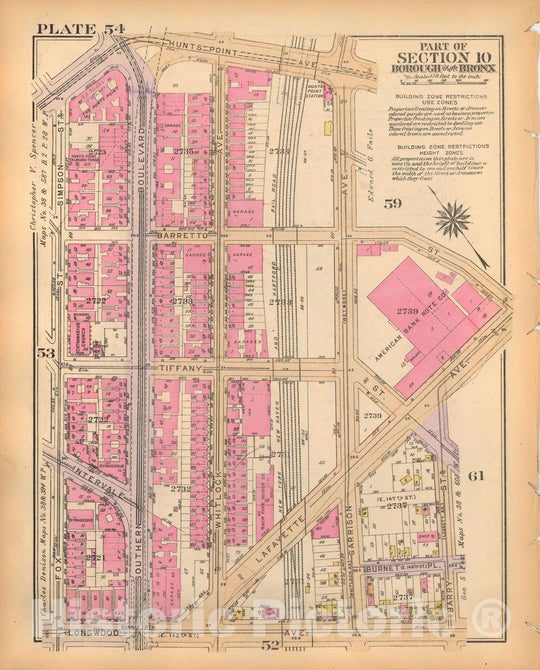 Historic Map : Borough of The Bronx, Sections 9-13, The Bronx 1928 Plate 054 , Vintage Wall Art