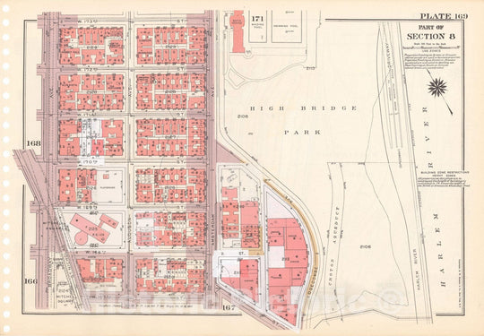 Historic Map : Manhattan Land Book 1955 - Updated Through Nov 7th, New York City 1975 Plate 169 , Vintage Wall Art