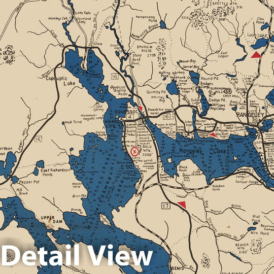 Historic Map : Rangeley, Rangeley Lakes Region 1963 , Vintage Wall Art