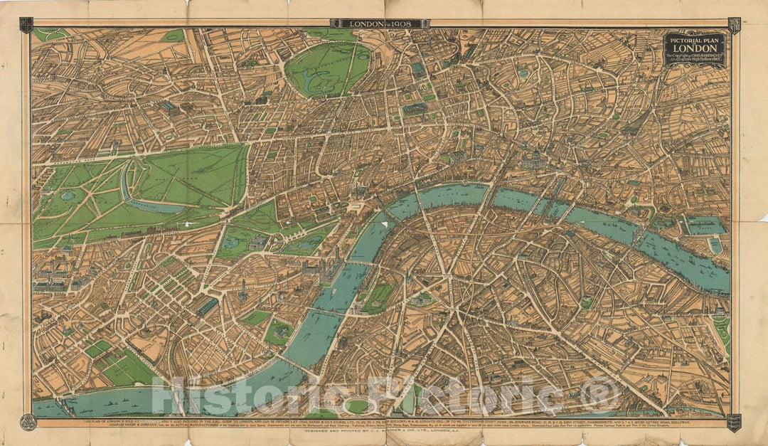 Historic Map : Europe, London 1908 , Vintage Wall Art