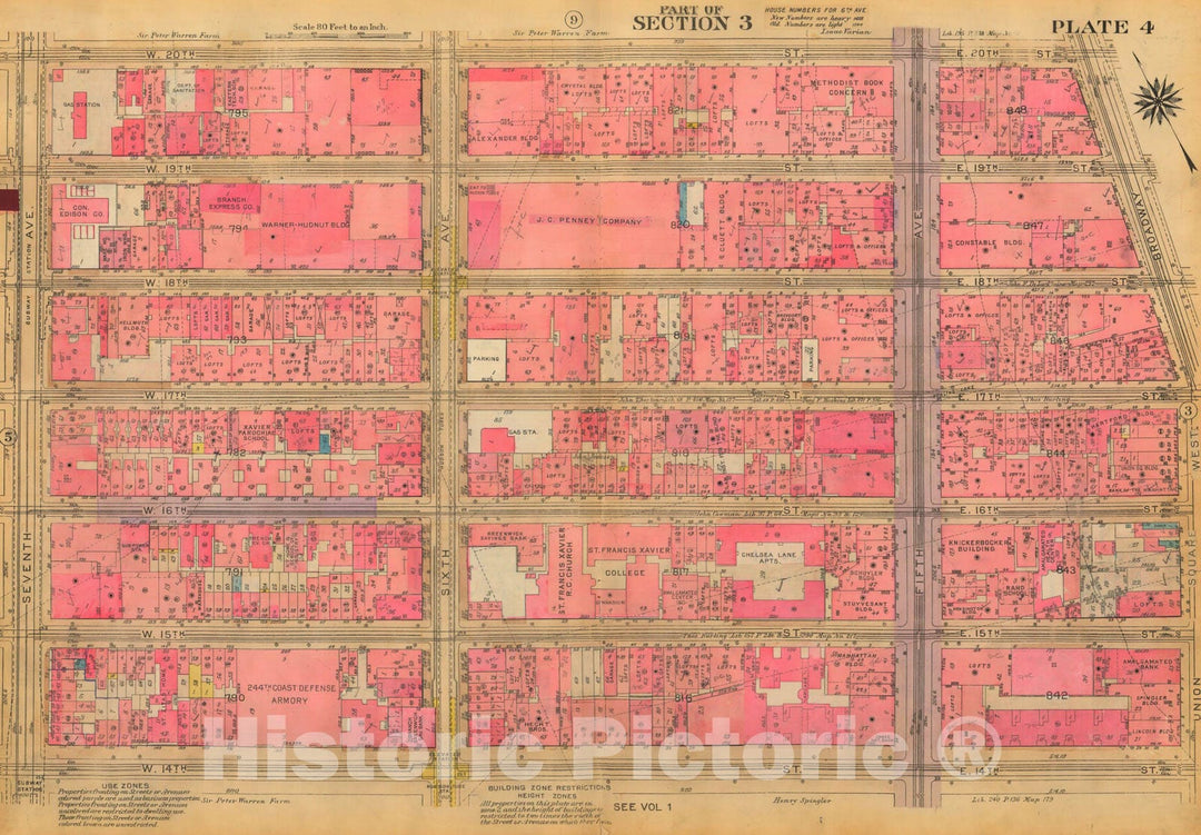 Historic Map : Atlas City of New York, Borough of Manhattan, Volume Two, 14th Street to 59th Street, Manhattan 1928 Plate 004 , Vintage Wall Art