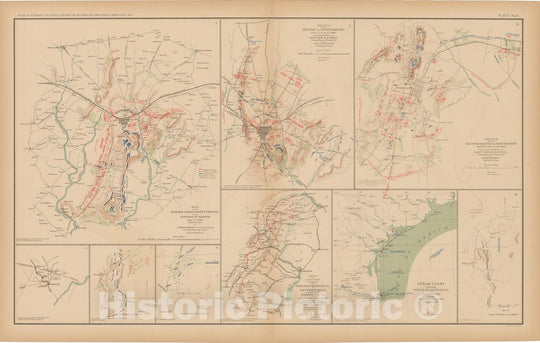 Historic Map : Civil War Atlas of the Union and Confederate Armies, Battles in GA, PA, TN & TX 1895 , Vintage Wall Art