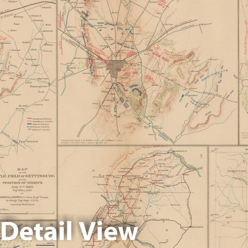 Historic Map : Civil War Atlas of the Union and Confederate Armies, Battles in GA, PA, TN & TX 1895 , Vintage Wall Art