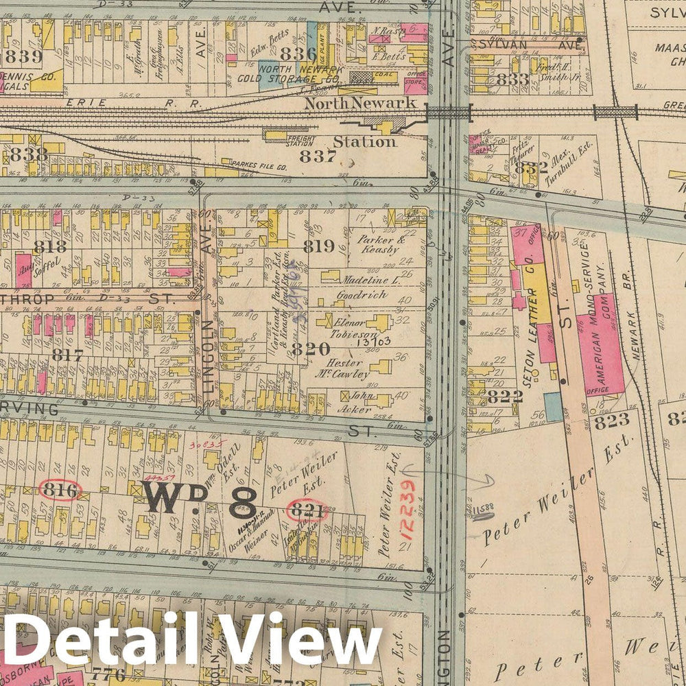 Historic Map : Atlas of Newark, Volume 1, Newark 1911 Plate 015 , Vintage Wall Art