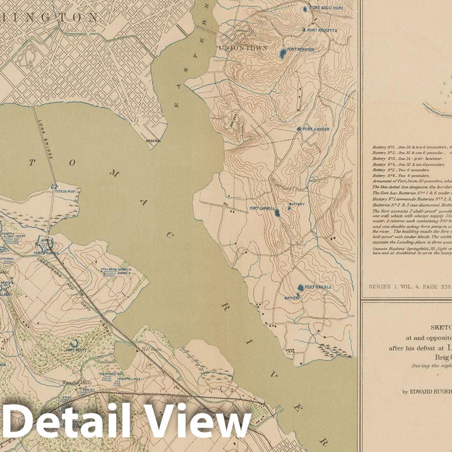 Historic Map : Washington D.C. (Dist. of Columbia), Battles in DC, KY, MD & VA 1895 , Vintage Wall Art