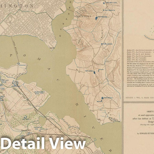 Historic Map : Washington D.C. (Dist. of Columbia), Battles in DC, KY, MD & VA 1895 , Vintage Wall Art