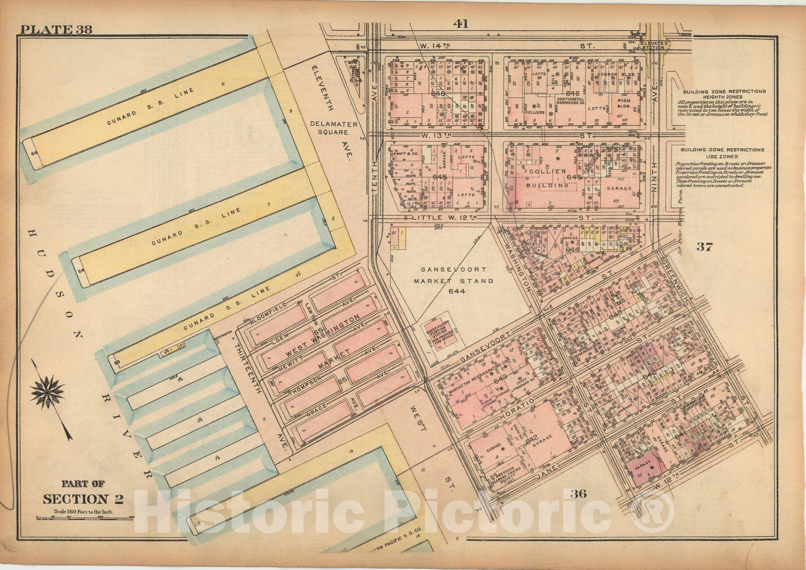 Historic Map : Land Book of the Borough of Manhattan, City of NY, Manhattan 1925 Plate 038 , Vintage Wall Art