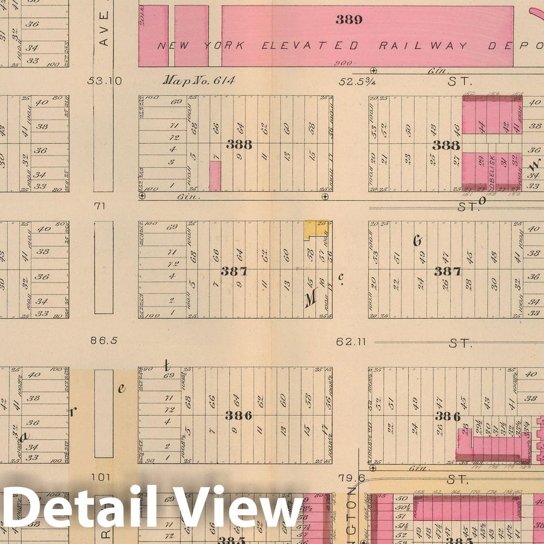 Historic Map : Atlas City of New York, Vol 2 ... 12th Ward, 2nd Ed., Manhattan 1884 Plate 003 , Vintage Wall Art