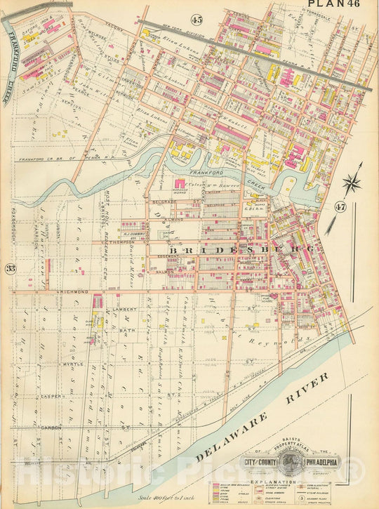 Historic Map : Baist's Property Atlas of Philadelphia, Philadelphia 1895 Plate 046 , Vintage Wall Art