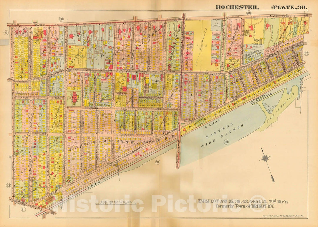 Historic Map : Plat Book of the City of Rochester New York and Vicinity, 1918 Plate 030 , Vintage Wall Art