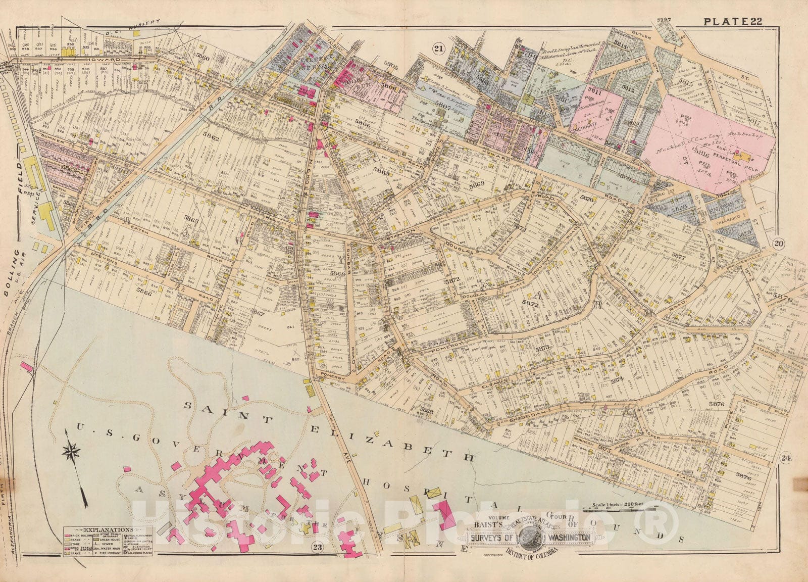 Historic Map : Atlas of Washington D.C. Volume 4 (NE, SE), Washington 1927 Plate 022 , Vintage Wall Art