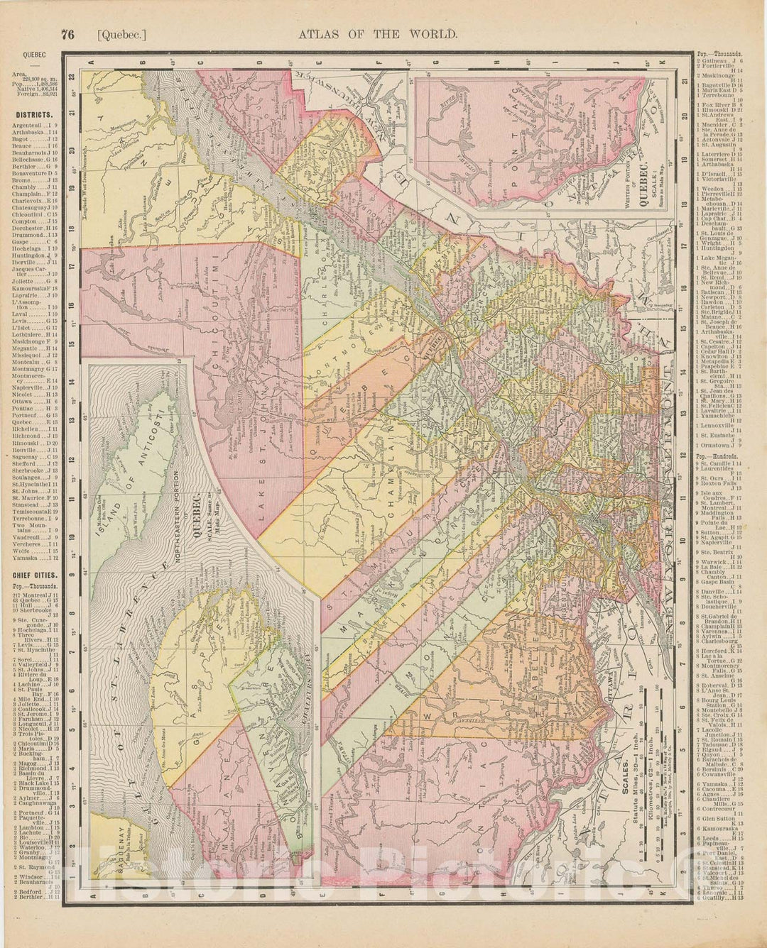 Historic Map : Quebec 1900 , Universal Atlas World , Vintage Wall Art