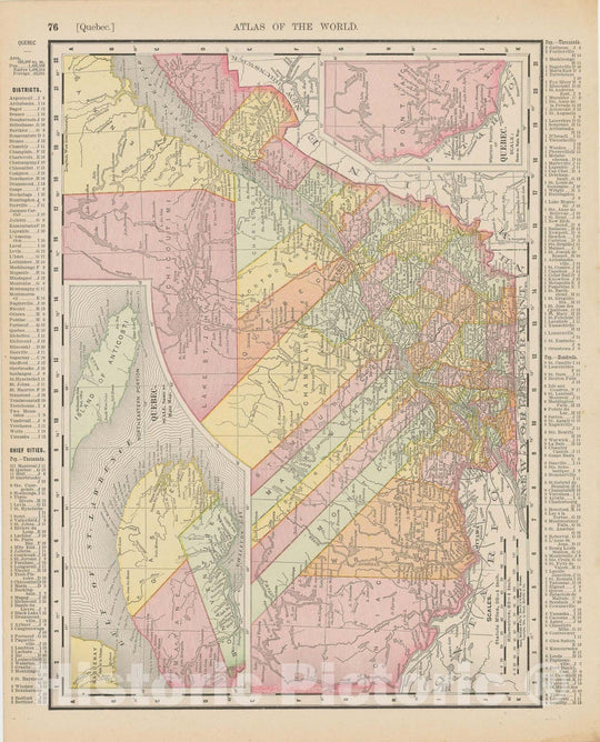 Historic Map : Quebec 1900 , Universal Atlas World , Vintage Wall Art