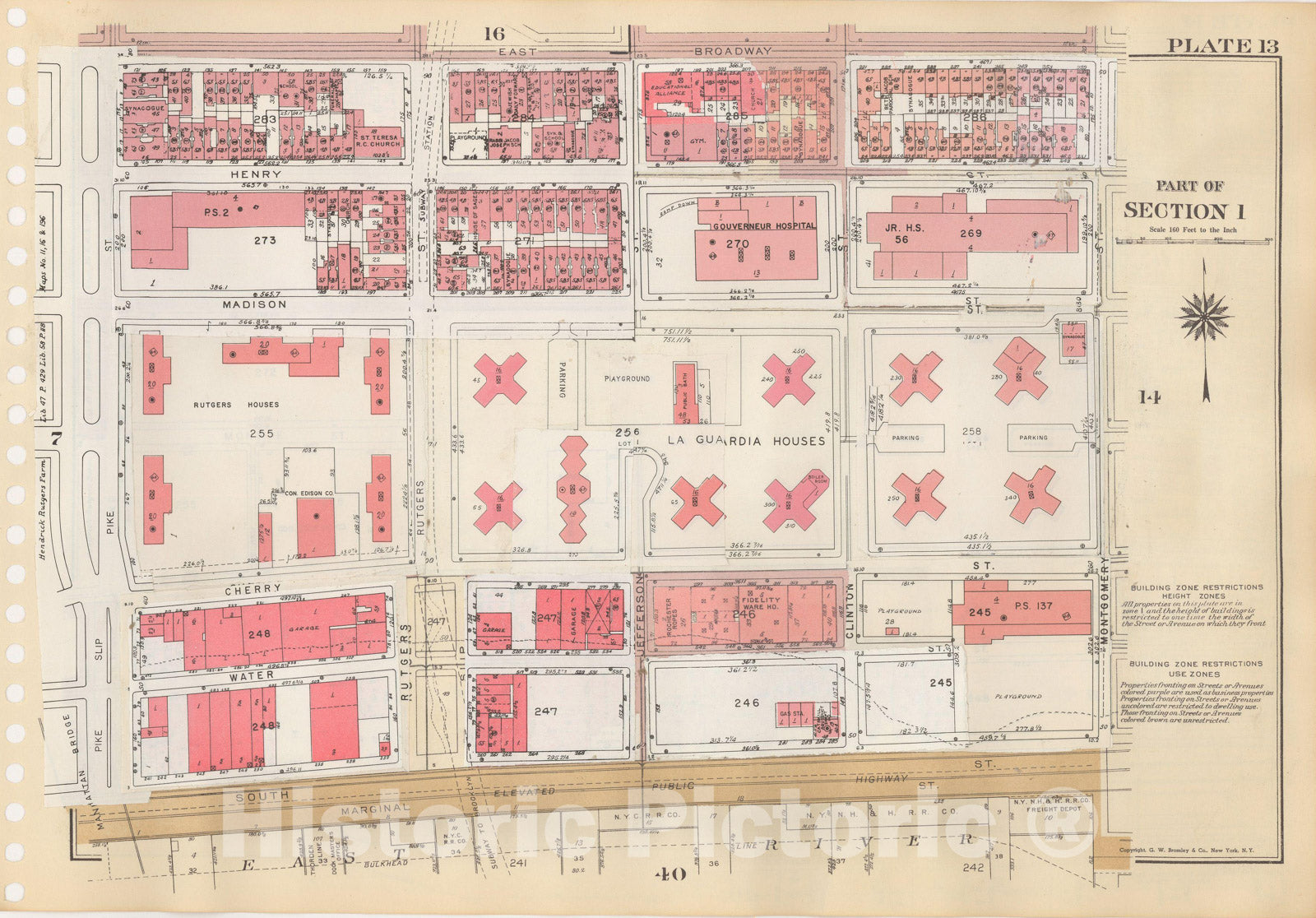 Historic Map : Manhattan Land Book 1955 - Updated Through Nov 7th, New York City 1975 Plate 013 , Vintage Wall Art