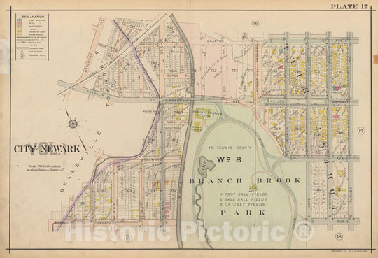 Historic Map : Atlas of Newark, Volume 1, Newark 1911 Plate 017 , Vintage Wall Art