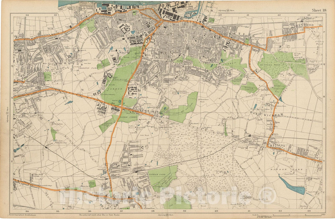 Historic Map : Europe, London 1910 Sheet 18 , Vintage Wall Art