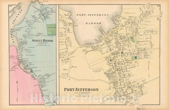 Historic Map : Atlas of Long Island, New York, Brookhaven 1873 , v6, Vintage Wall Art