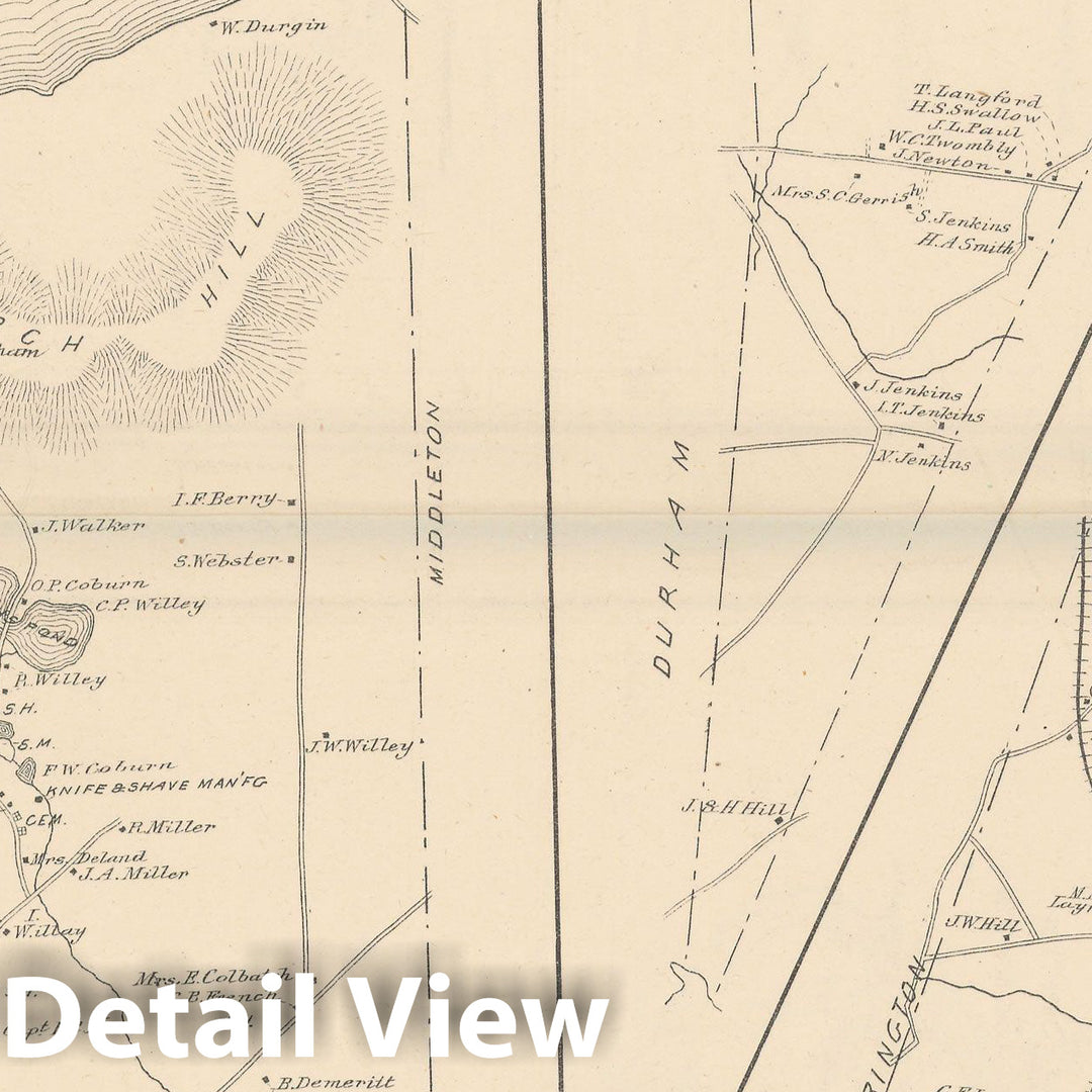 Historic Map : Lee & Madbury & New Durham 1892 , Town and City Atlas State of New Hampshire , Vintage Wall Art