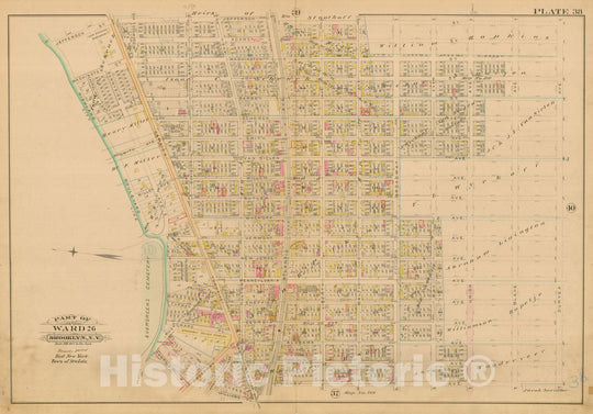 Historic Map : Robinson's Atlas City of Brooklyn, NY, Brooklyn 1886 Plate 038 , Vintage Wall Art