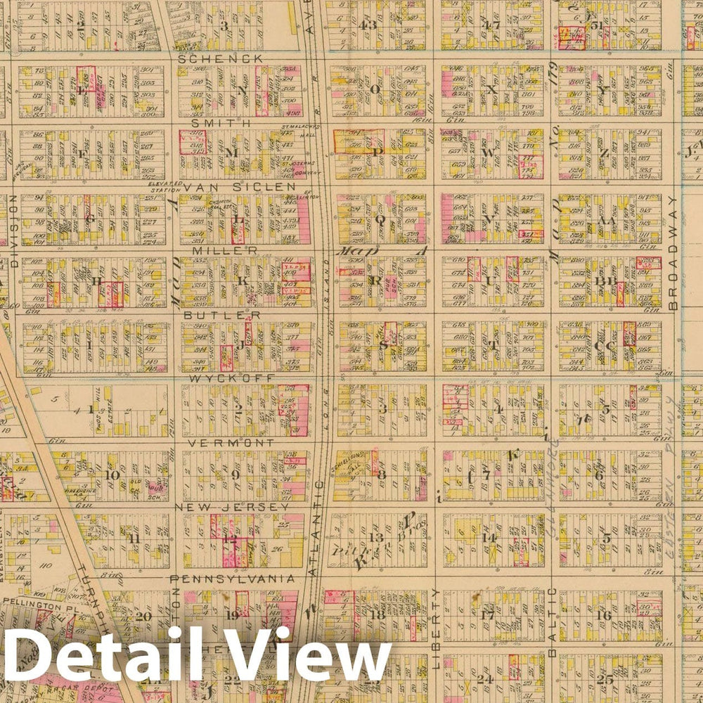 Historic Map : Robinson's Atlas City of Brooklyn, NY, Brooklyn 1886 Plate 038 , Vintage Wall Art