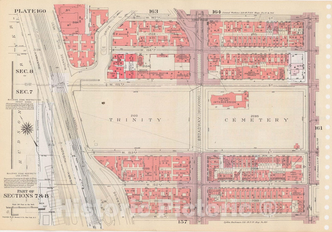 Historic Map : Manhattan Land Book 1955 - Updated Through Nov 7th, New York City 1975 Plate 160 , Vintage Wall Art