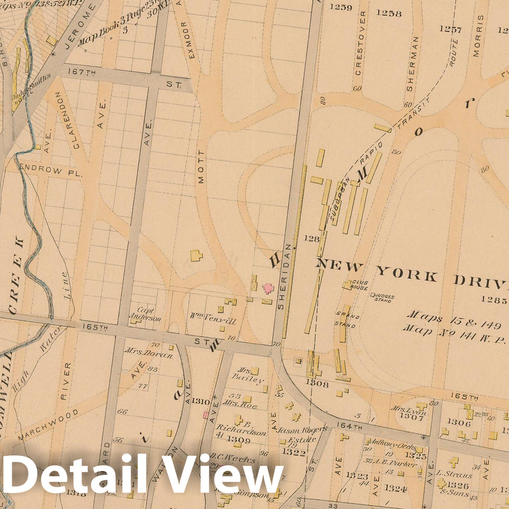 Historic Map : New York City & The Bronx 1885 Plate 035 , Robinson's Atlas City of New York , Vintage Wall Art