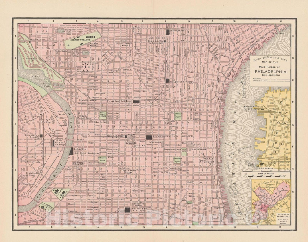 Historic Map : Atlas World, Philadelphia 1895 , Vintage Wall Art