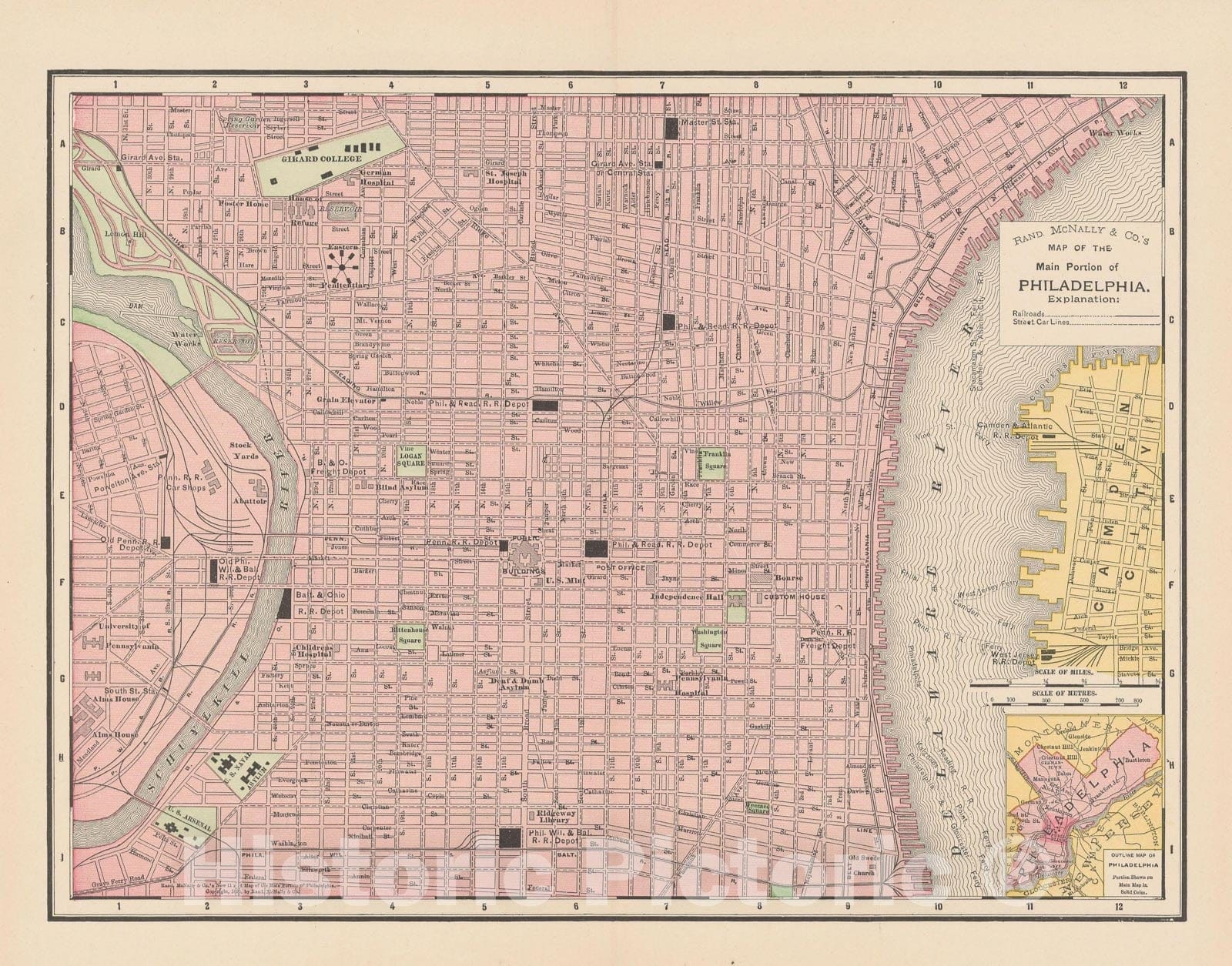 Historic Map : Atlas World, Philadelphia 1895 , Vintage Wall Art