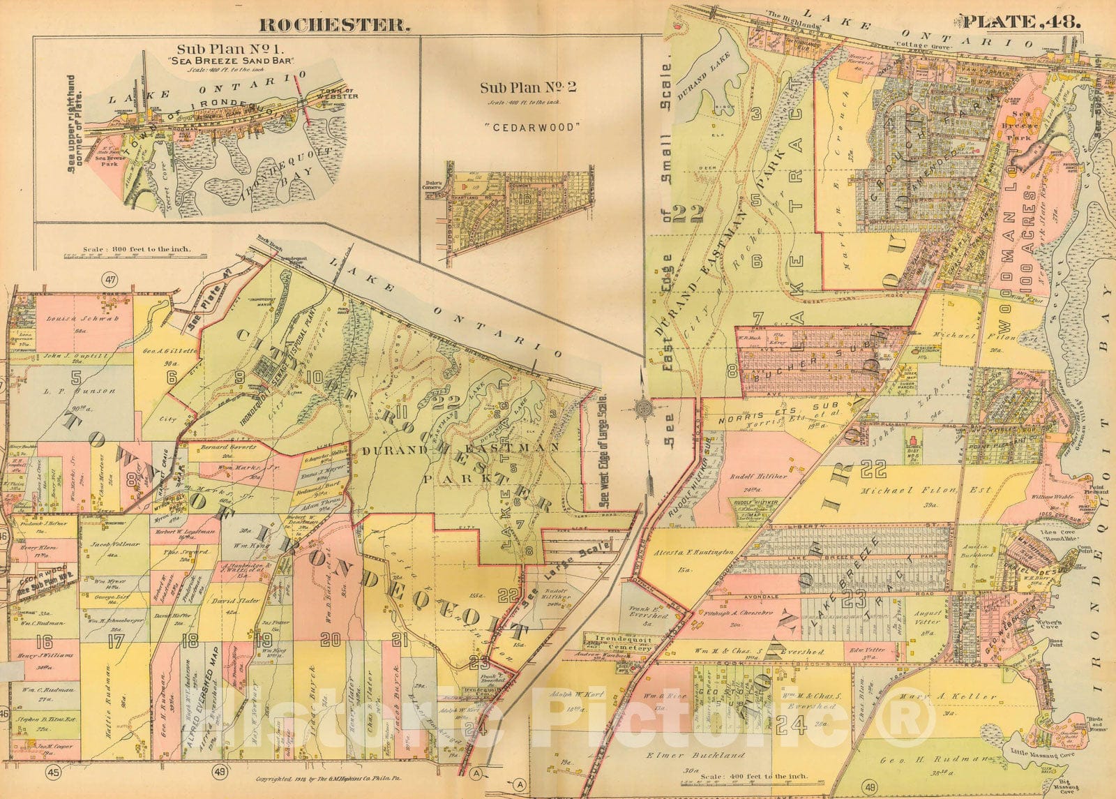 Historic Map : Plat Book of the City of Rochester New York and Vicinity, 1918 Plate 048 , Vintage Wall Art