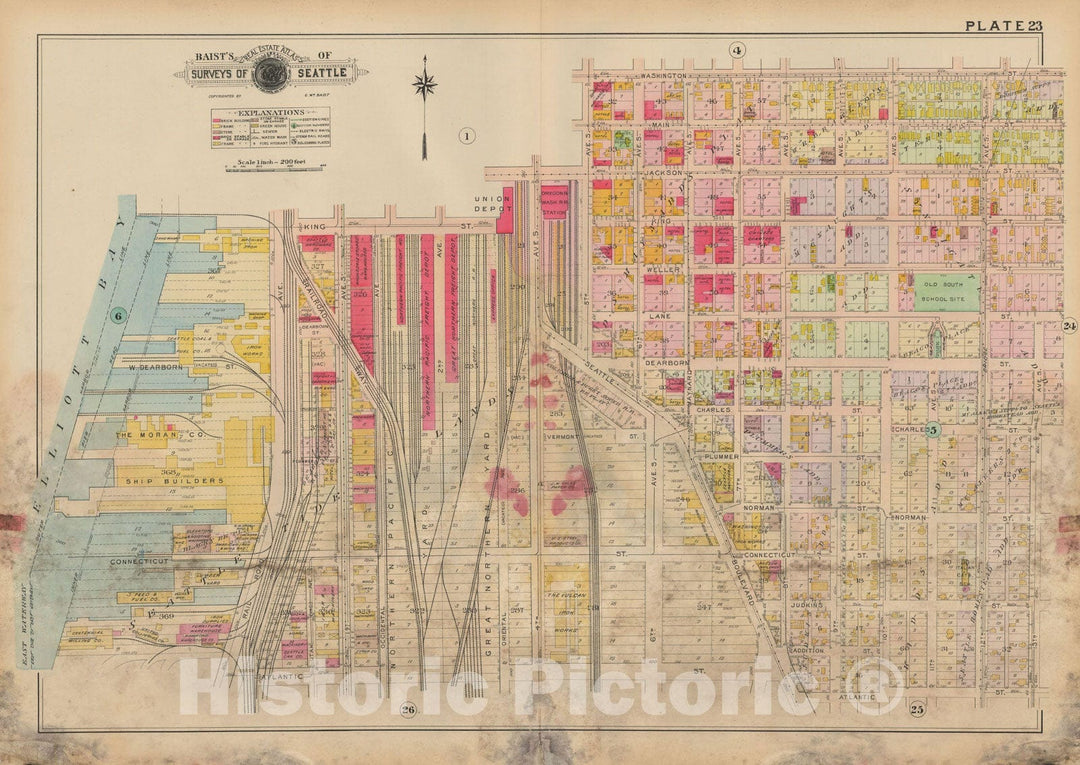 Historic Map : Real Estate Atlas of Surveys of Seattle, Seattle 1912 Plate 023 , Vintage Wall Art