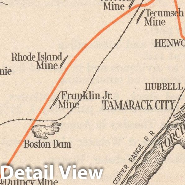 Historic Map : Copper Region of North Michigan 1914 , North American Electric Power and Traction Companies , Vintage Wall Art