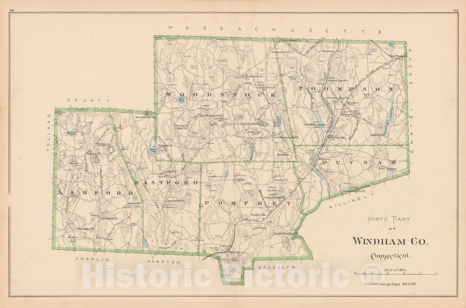 Historic Map : Windham 1893 , Town and City Atlas State of Connecticut , v2, Vintage Wall Art