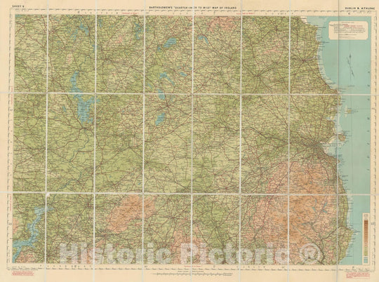 Historic Map : Bartholomew's Quarter-Inch to Mile Maps of Ireland , v4, Vintage Wall Art